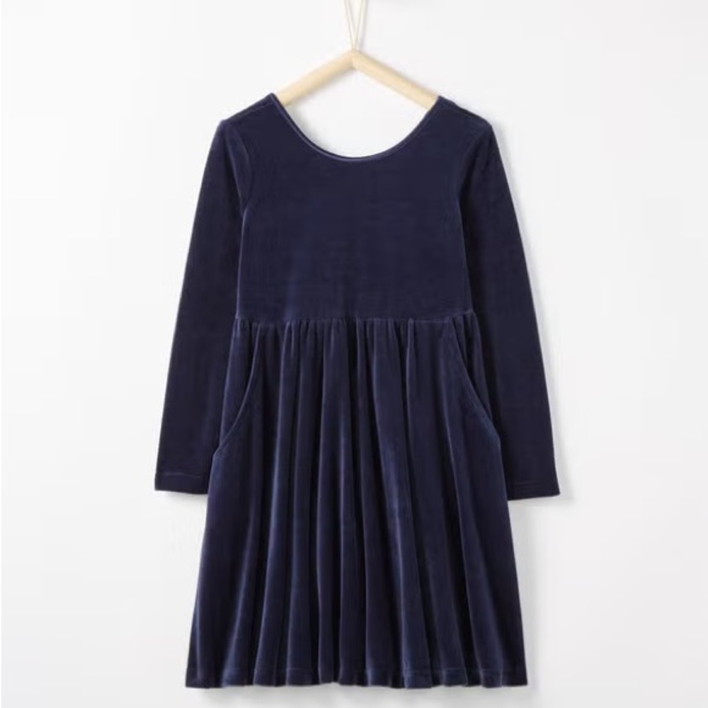 Hanna Andersson Super Twirl Velour Navy Dress / Size 110